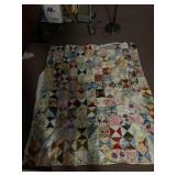 UNFINISHED MULTICOLORED QUILT, 64" X 72"