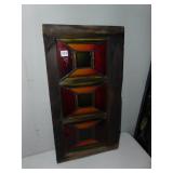 28.5" X15" WOOD AND STAINED-GLASS WINDOW