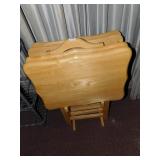 4 WOODEN FOLDING TABLES AND HOLDER