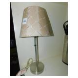 CHROME LAMP W/ TAN SHADE