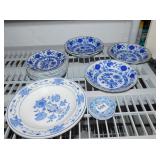 CHINESE BUTTER PATS, FLOW BLUE PIECES SOME CHIPS