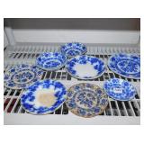 FLOW BLUE DISHES SOME HAVE CHIPS