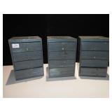 3 SMALL WOODEN BOXES WITH METAL DRAWERS WITH