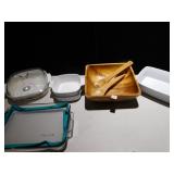 WOODEN SALAD BOWL, DISHES