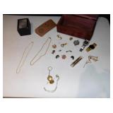 JEWELRY AND WOODEN BOX, POCKET ROSARY IN SMALL