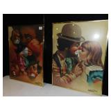 FRAMED CLOWN PICTURES, 24" X 18"