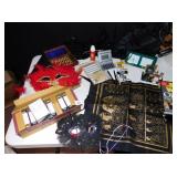 ASSORT. OF ITEMS, FEATHER MASKS, EGPYTIAN BAG,