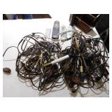 WOOD DESK ORGANIZE, EXTENSION CORDS, ETC.