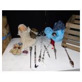 BEAUTIFUL GLASS ORNAMENTS AND CRATE, BOYD BEARS