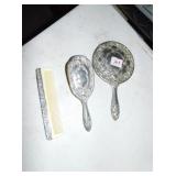 SILVER PLATE COMB/MIRROR SET
