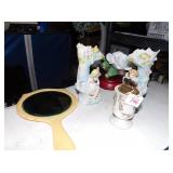 MUSIC COMPANY ROSE WITH A SMALL CHIP, TWO BISQUE