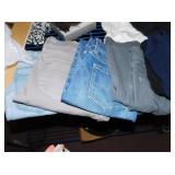 JEANS SIZE 4, SMALL PETITE SHIRTS, RED L. JACKET,