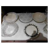 HOMER LAUGHLIN PLATE, GLASSES, DISHES, ASSORTED