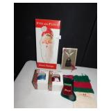 FRITZ & FLOYD SNACK TRAY, CHRISTMAS ORNAMENTS &