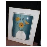 FRAMED PICTURES, LARGE FLOWER PRINT HAS SMALL