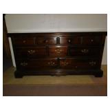 PINE DRESSER ON CASTERS 65" LONG X 20" D 9 WITH