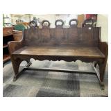 CARVED BENCH UNUSUAL ANTIQUE 32" H X 49" W