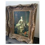 OIL ON CANVAS WOMAN W/ GOLD DRESS IN PARLOR