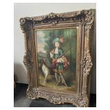 OIL ON CANVAS OVERALL MAN WITH DOG 51" X 39