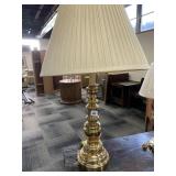 BRASS LAMP 31" H W/ SHADE