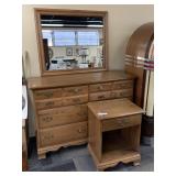 MAPLE 6 DRAWER DRESSER W/ MIRROR - 34.5" H X