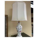 PORCELAIN LAMP W/ FLOWERS 28" H W/SHADE