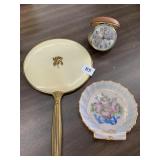 DRESSER MIRROR ROSE PAINTED DISH SETH THOMAS