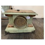 SHELF CLOCK WOOD FRAME LION HEADS