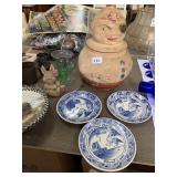 USA COOKIE JAR CHIPPED ON EDGE, GLASS CHIMNEY,