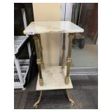 ORNATE MARBLE TOP TWO TIER TABLE