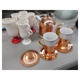 COPPER TOP TEA POT, ETC.,