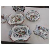 MASON IRONSTONE 2 SERVING DISHES AND 2 PLATES