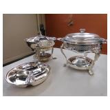 SILVER PLATE CHAFER AND SERVING DISH 3 SECTION