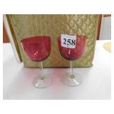10 CRANBERRY CORDIALS 4.75" H W/ HOLDER