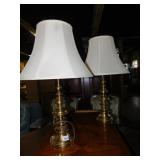 PAIR OF BRASS 28" H WITH SHADES