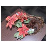 METAL BASKET W/ METAL FLOWERS 16" H X 17" W