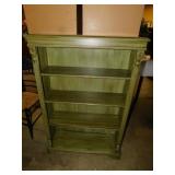 GREEN ANTIQUE FINISH BOOKCASE 30" W X 10" D X 46"