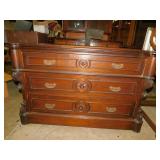 ANTIQUE MAHOGANY ROUNDED CORNER 3 DRAWER CARVED