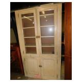 PAINTED 4 DOOR CABINET GLASS TOP 79" H X 44" X