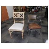 PAINTED CURVED BACK CHAIR, CHROME ARMCHAIR