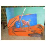 PAINT BRUSH/HORSE ON CANVAS 24" X 30" SIGNED LR