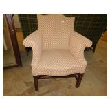 NEEDLEPOINT ARMCHAIR CARVED WOODAME W/ NEEDLE WORK