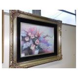 22" X 26" SILVER FRAME W/ NEEDLE WORKE