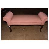 QUEEN ANN STYLE RED AND WHITE BENCH