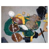 FOOTBALL, GLOVES BASEBALLS ETC.