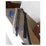 BIN W/ PEDS, WARM BACK AND 3 LARGE LADIES BELTS