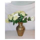 15" METAL VASE AND ARTIFICIAL FLOWERS