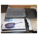 8" NEW CAST IRON SKILLET, NEW WILTON PIE PAN,