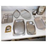METAL TRAYS, PLATES, GARBAGE CAN, ETC.