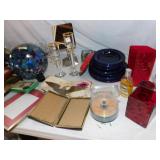 SPATTER WARE ENAMEL DISHES (RED WHITE AND NAVY),